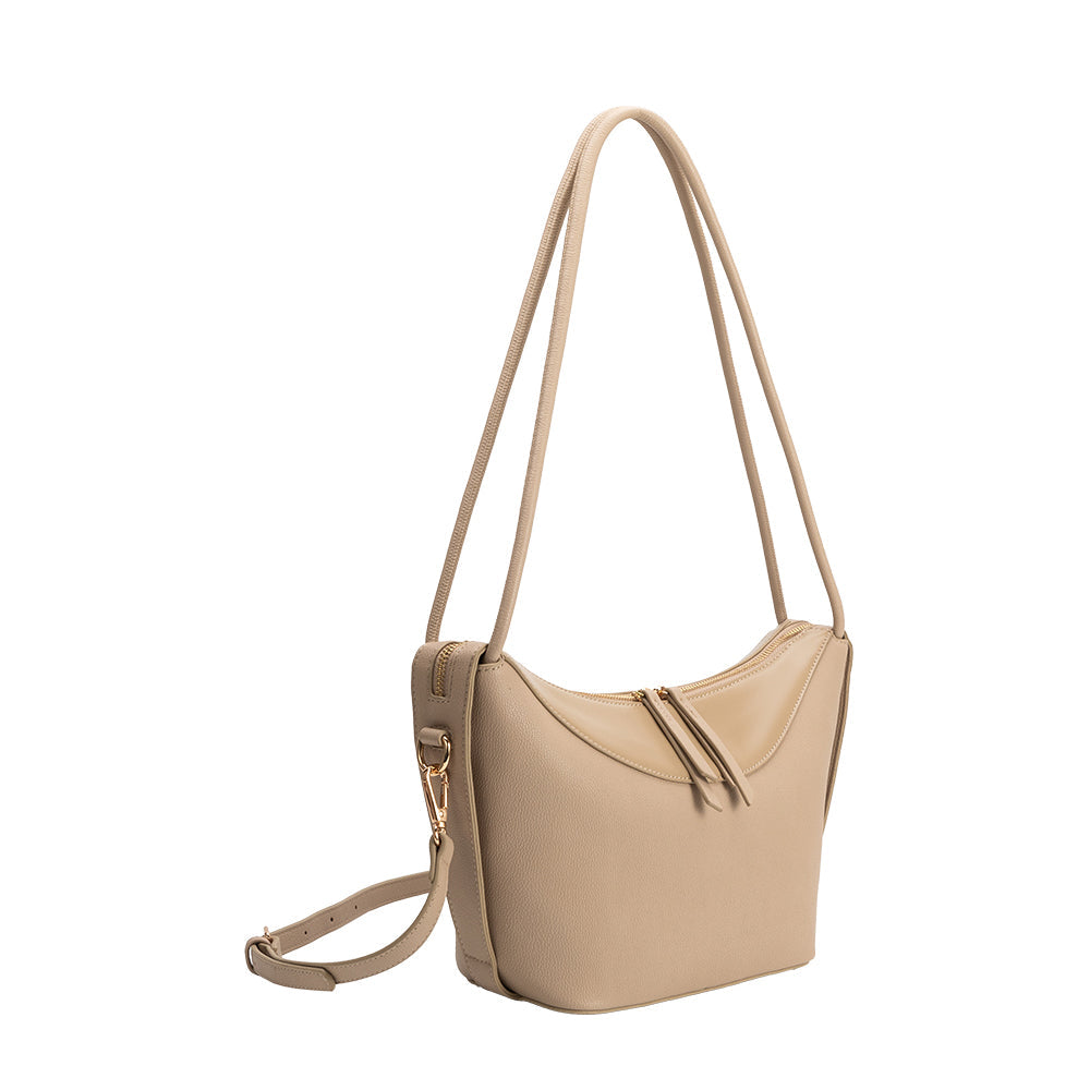 Mushroom Wesley Recycled Vegan Leather Shoulder Bag - Melie Bianco