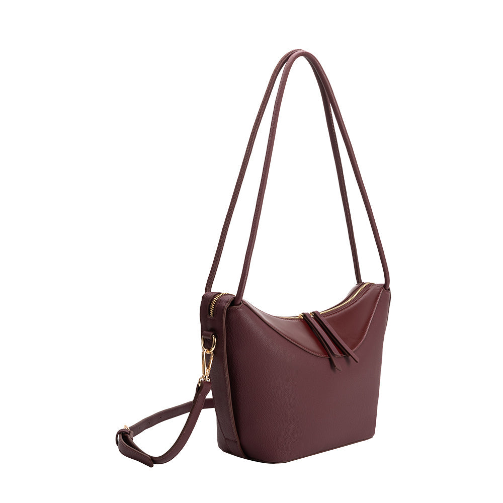 Plum Wesley Recycled Vegan Leather Shoulder Bag - Melie Bianco