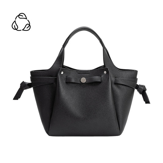 Black Avril Recycled Vegan Leather Top Handle Bag - Melie Bianco
