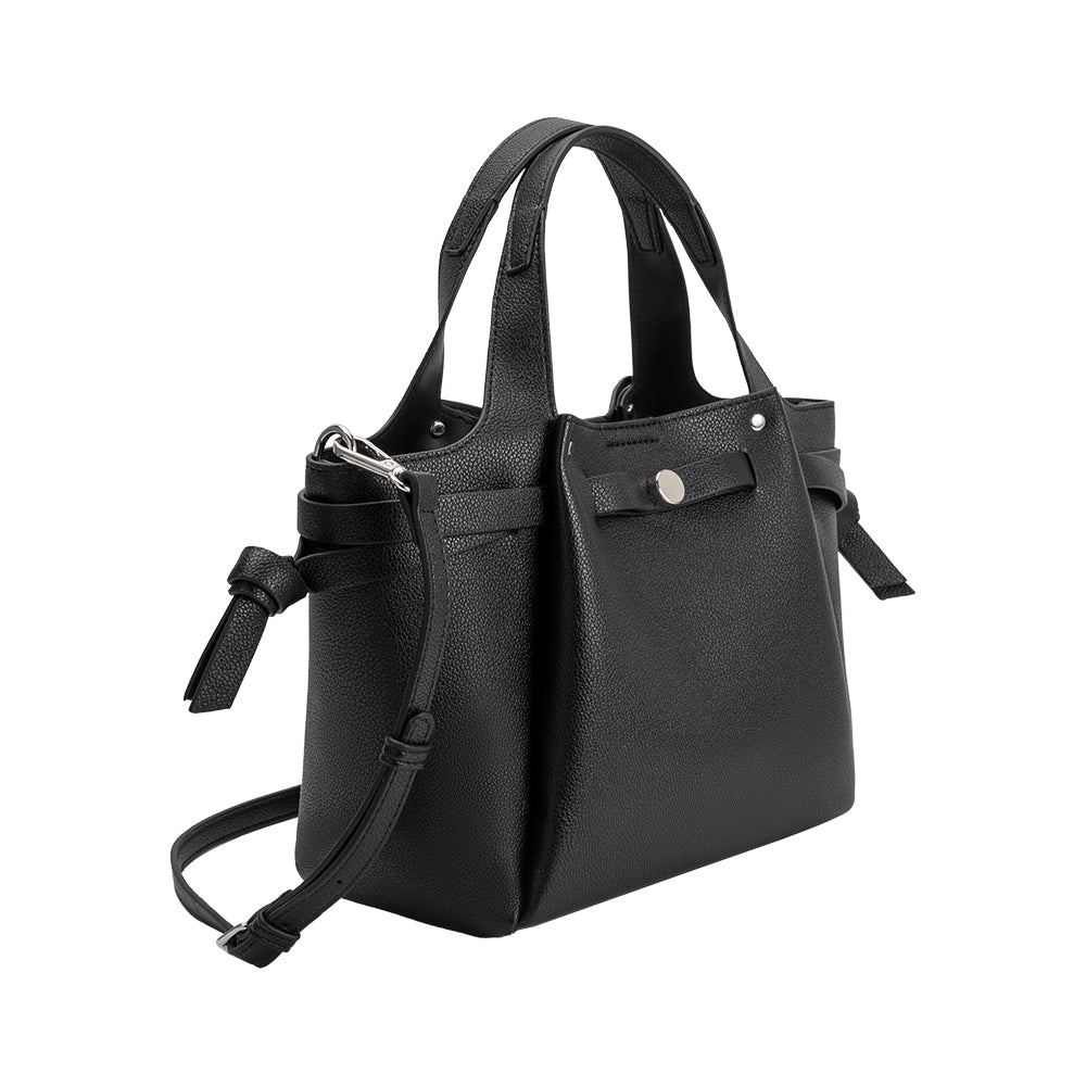 Black Avril Recycled Vegan Leather Top Handle Bag - Melie Bianco