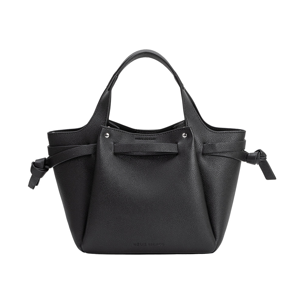 Black Avril Recycled Vegan Leather Top Handle Bag - Melie Bianco