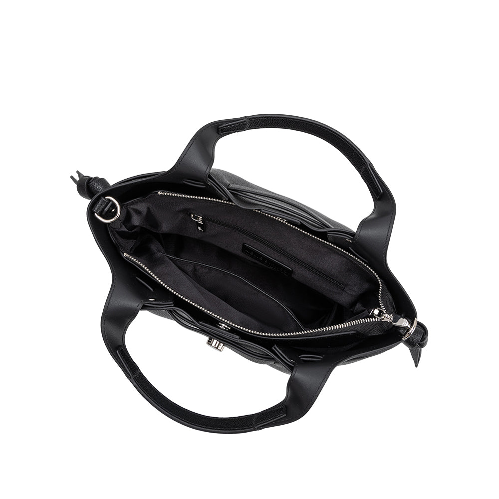 Black Avril Recycled Vegan Leather Top Handle Bag - Melie Bianco
