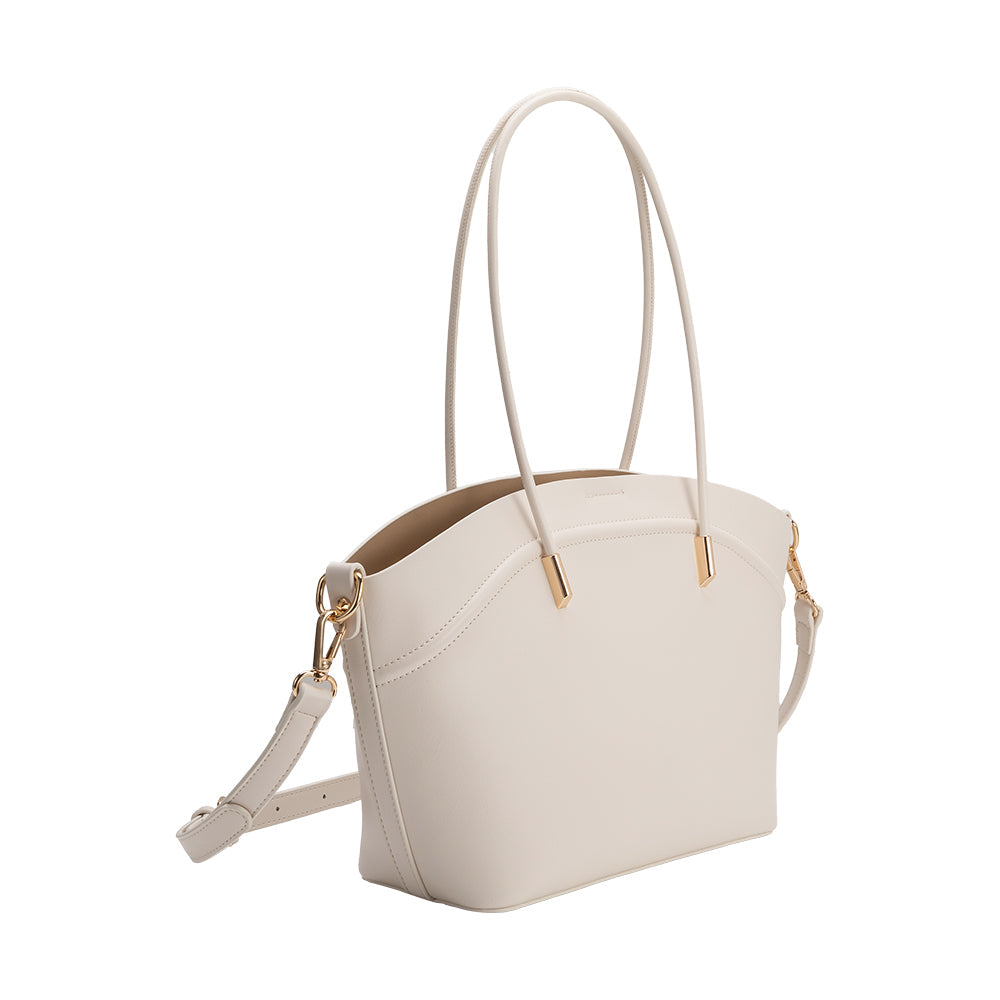 Ivory Hazel Recycled Vegan Leather Tote Bag - Melie Bianco