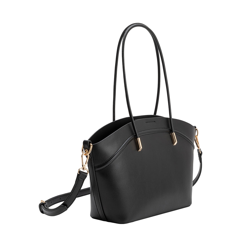 Black Hazel Recycled Vegan Leather Tote Bag - Melie Bianco