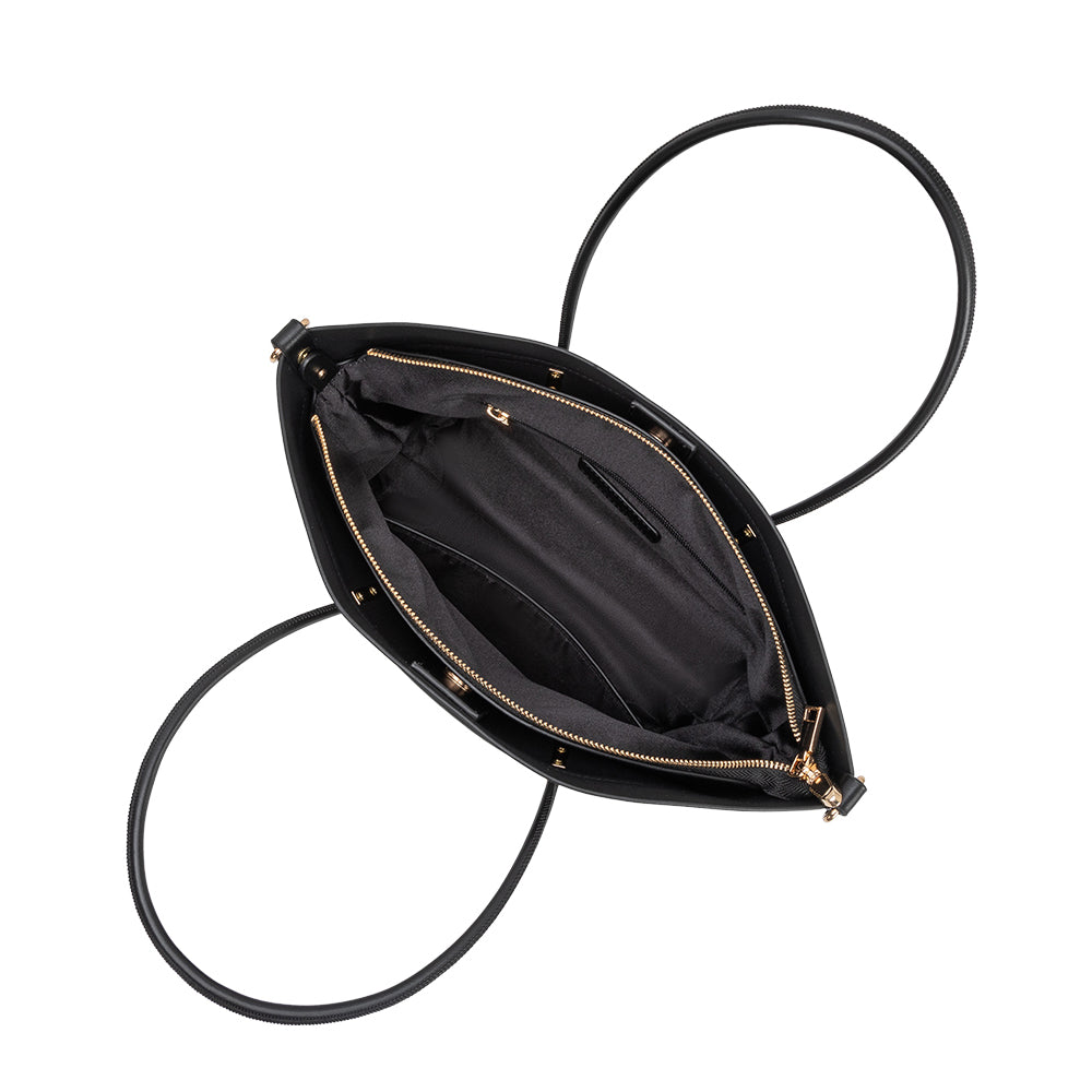 Black Hazel Recycled Vegan Leather Tote Bag - Melie Bianco
