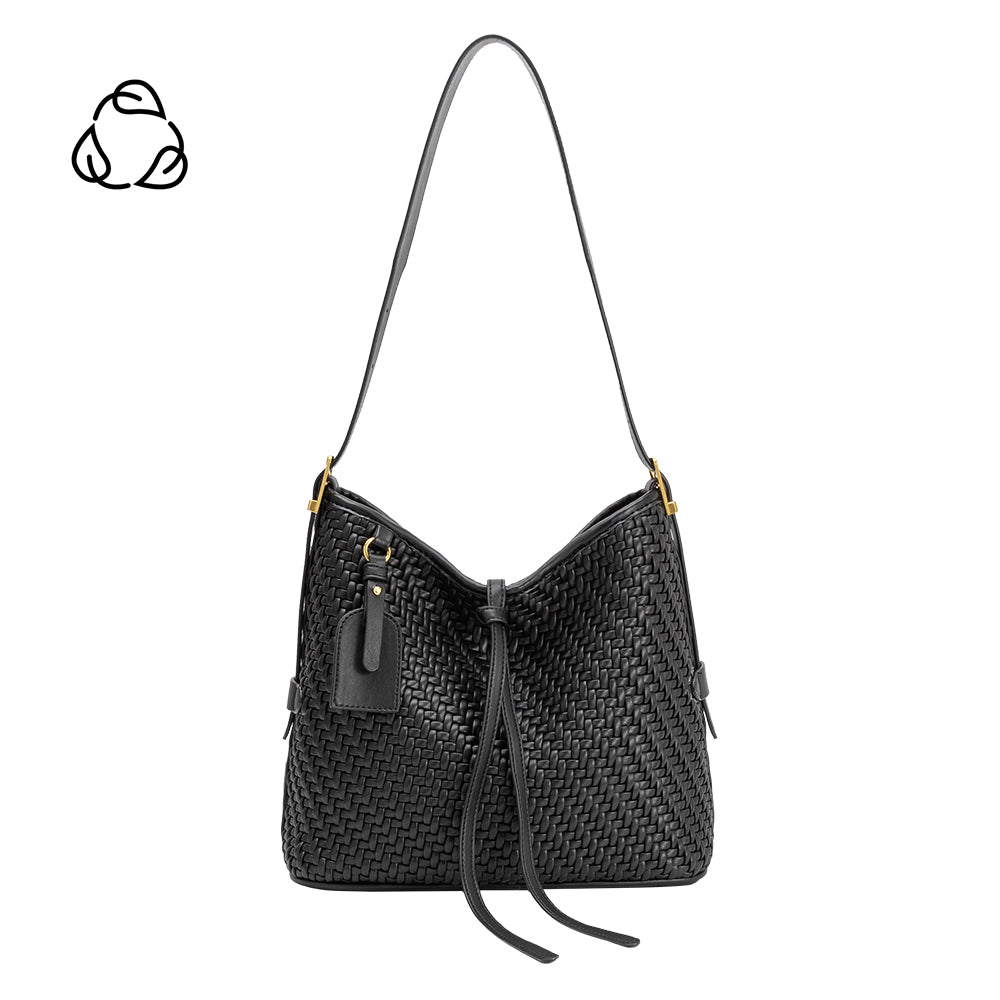 Black Thalia Recycled Vegan Leather Tote Bag - Melie Bianco