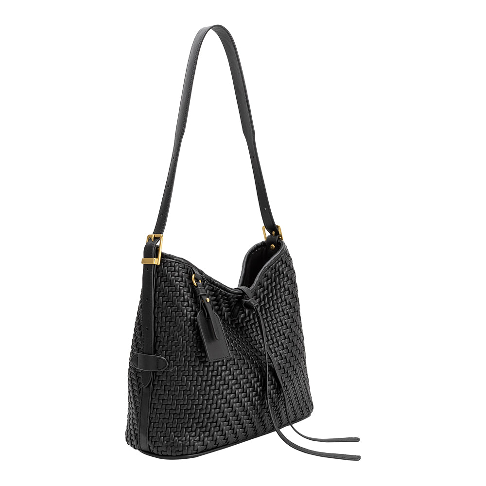 Black Thalia Recycled Vegan Leather Tote Bag - Melie Bianco