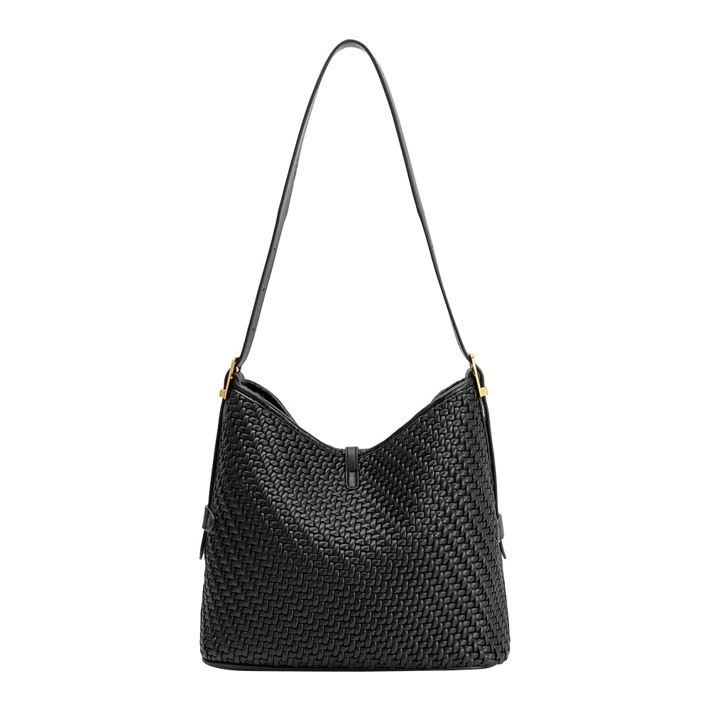 Black Thalia Recycled Vegan Leather Tote Bag - Melie Bianco