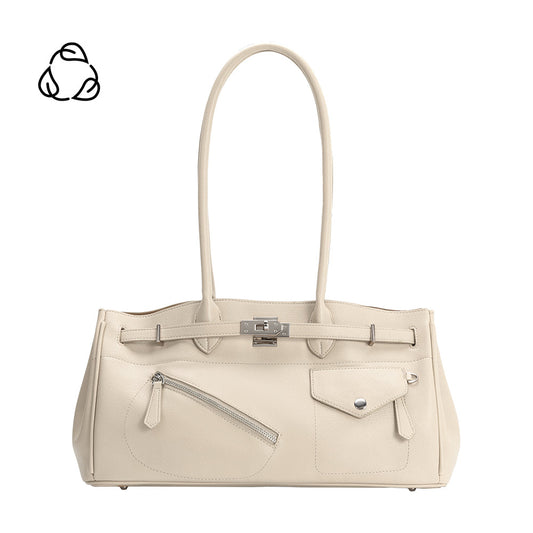 Ivory Rocky Recycled Vegan Leather Shoulder Bag - Melie Bianco