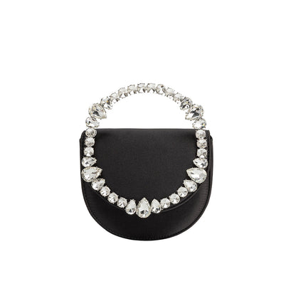 Black Trudie Satin Crossbody Bag - Melie Bianco