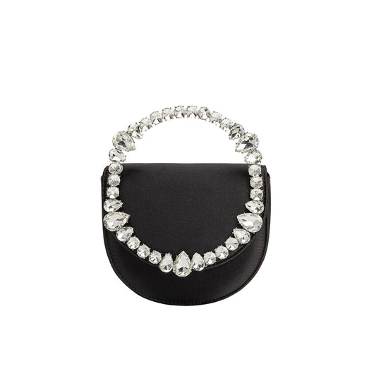 Black Trudie Satin Crossbody Bag - Melie Bianco