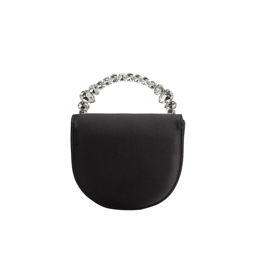 Black Trudie Satin Crossbody Bag - Melie Bianco