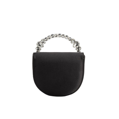 Black Trudie Satin Crossbody Bag - Melie Bianco