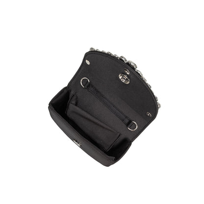 Black Trudie Satin Crossbody Bag - Melie Bianco