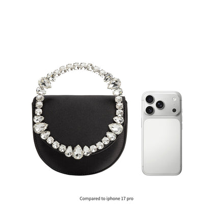 Black Trudie Satin Crossbody Bag - Melie Bianco