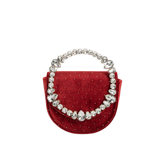 Red Trudie Velvet Crossbody Bag - Melie Bianco
