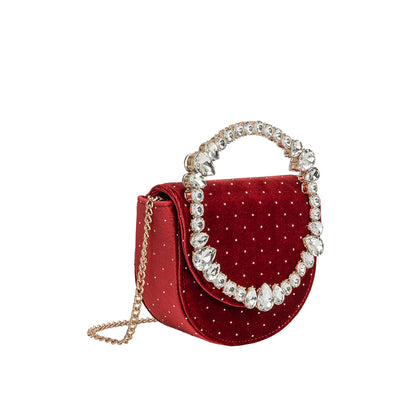Red Trudie Velvet Crossbody Bag - Melie Bianco