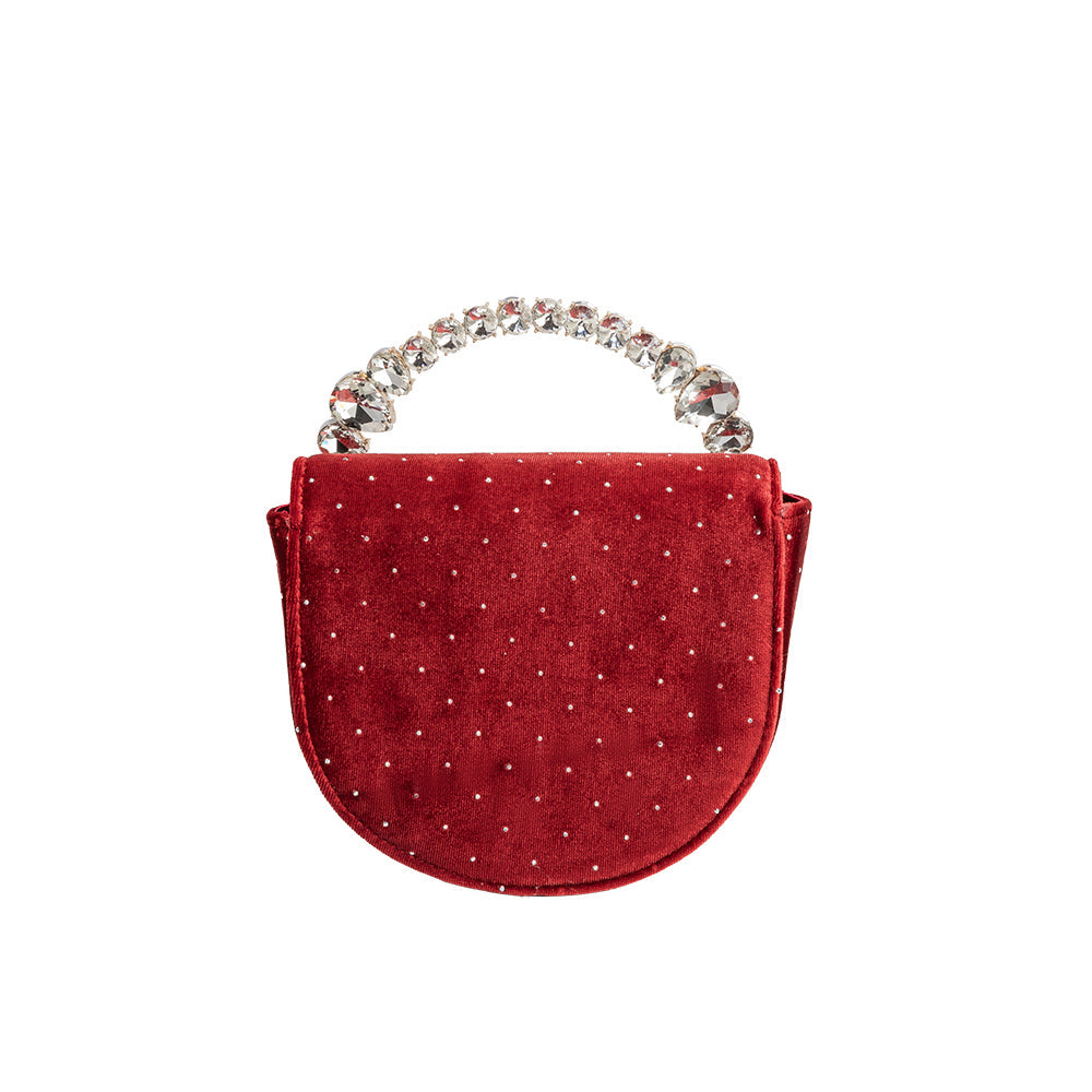 Red Trudie Velvet Crossbody Bag - Melie Bianco