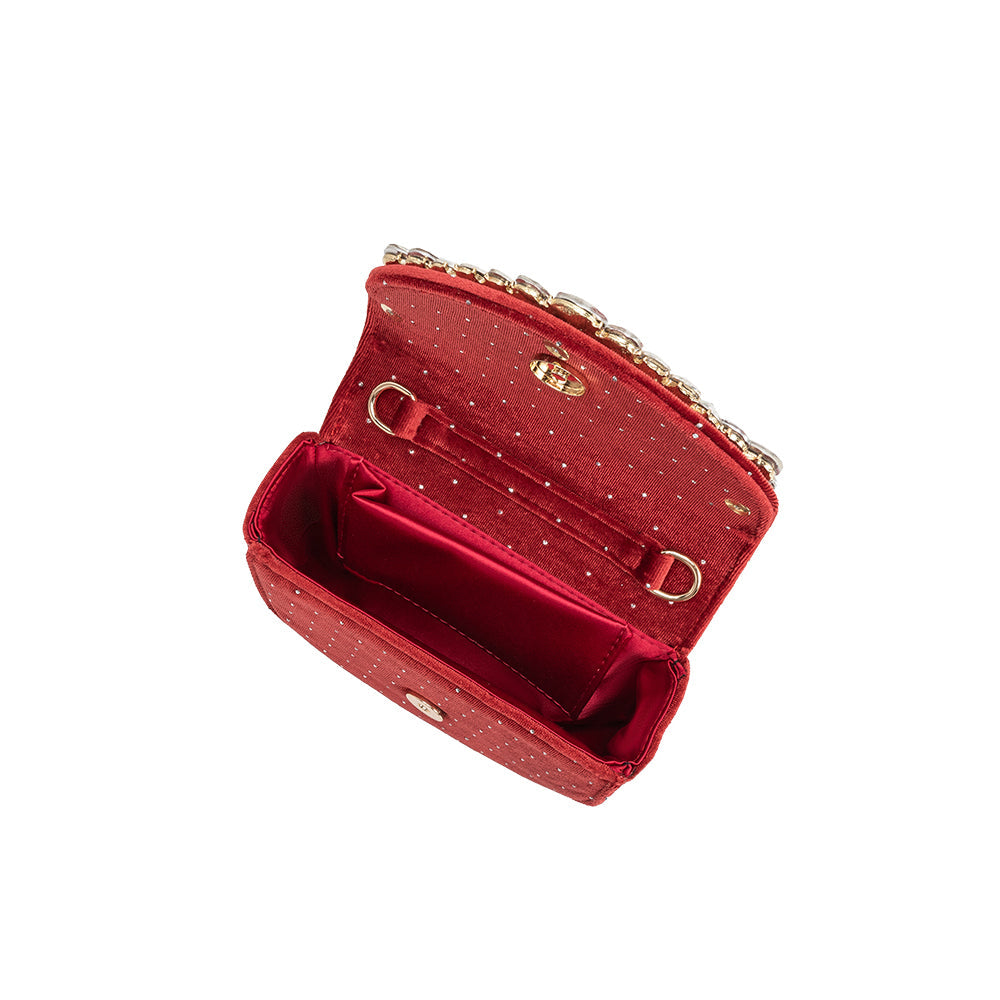 Red Trudie Velvet Crossbody Bag - Melie Bianco