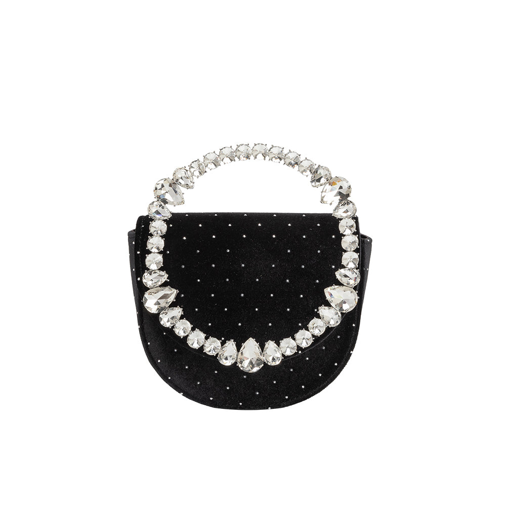 Black Trudie Velvet Crossbody Bag - Melie Bianco