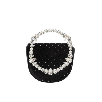 Black Trudie Velvet Crossbody Bag - Melie Bianco