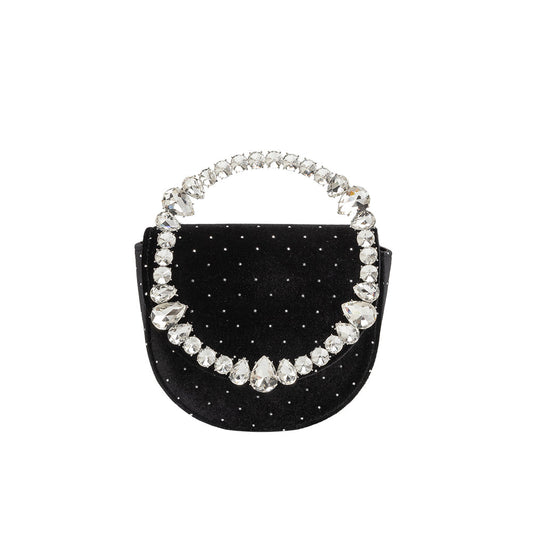 Black Trudie Velvet Crossbody Bag - Melie Bianco