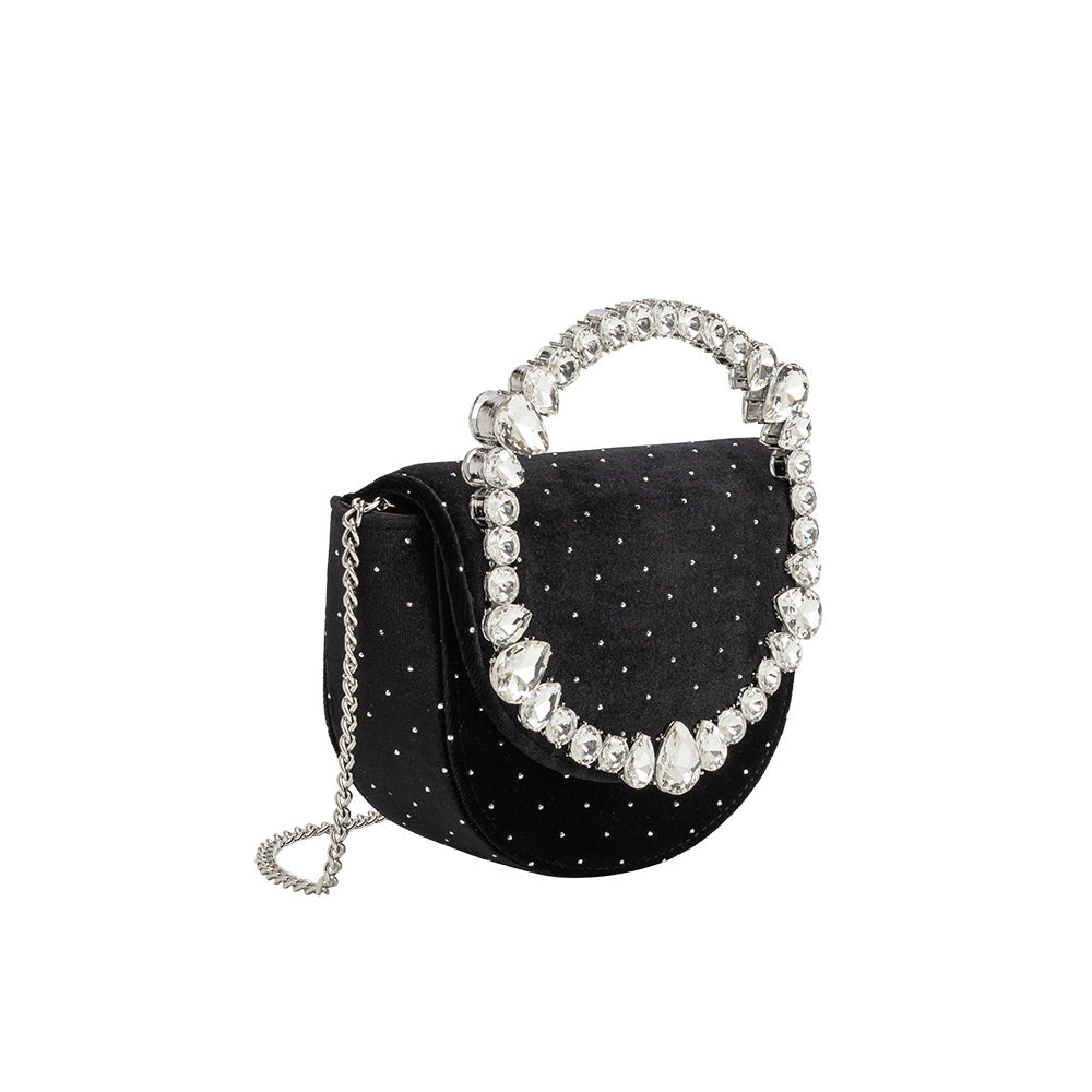 Black Trudie Velvet Crossbody Bag - Melie Bianco