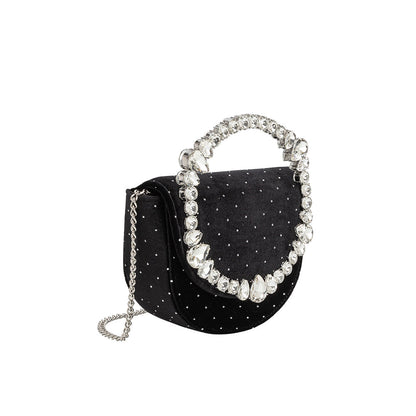 Black Trudie Velvet Crossbody Bag - Melie Bianco