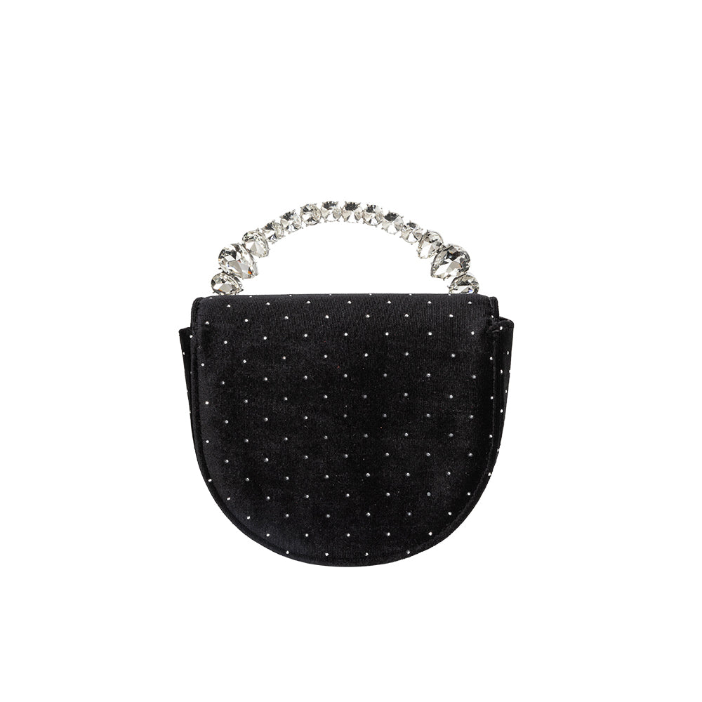 Black Trudie Velvet Crossbody Bag - Melie Bianco