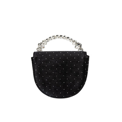 Black Trudie Velvet Crossbody Bag - Melie Bianco
