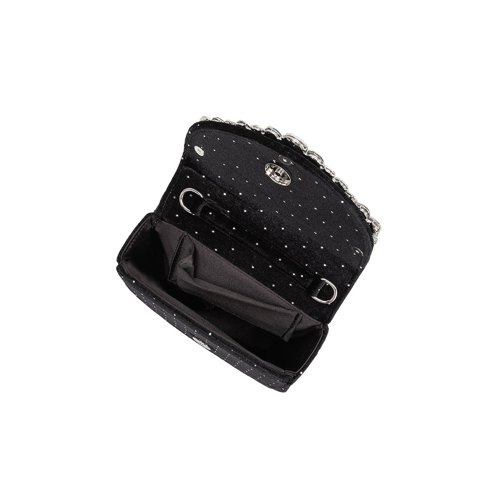 Black Trudie Velvet Crossbody Bag - Melie Bianco