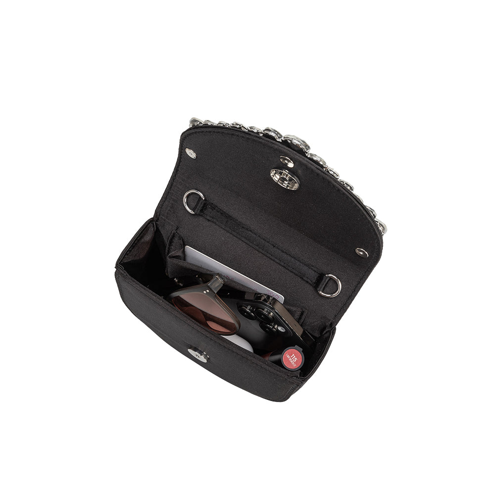 Black Trudie Velvet Crossbody Bag - Melie Bianco