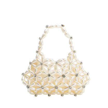 Pearl Lulu Faux Pearl Beaded Top Handle Bag - Melie Bianco