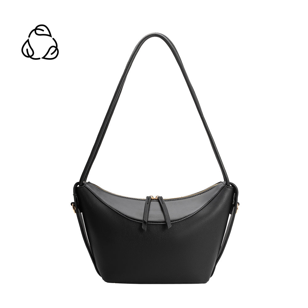 Black Wesley Recycled Vegan Leather Shoulder Bag - Melie Bianco