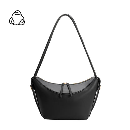 Black Wesley Recycled Vegan Leather Shoulder Bag - Melie Bianco