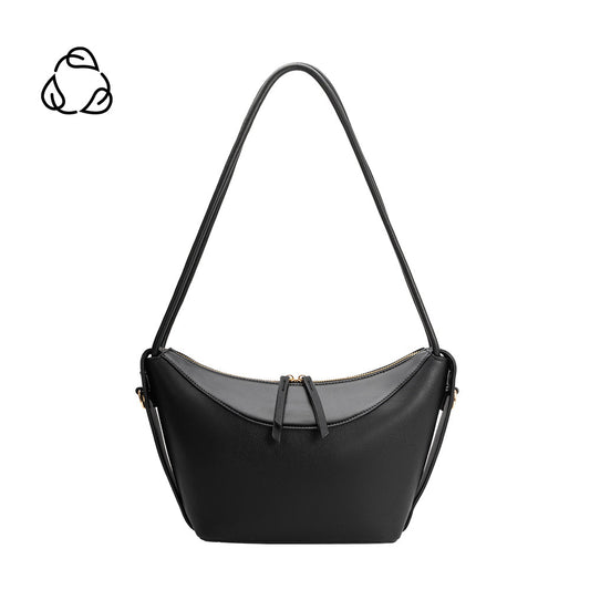 Black Wesley Recycled Vegan Leather Shoulder Bag - Melie Bianco