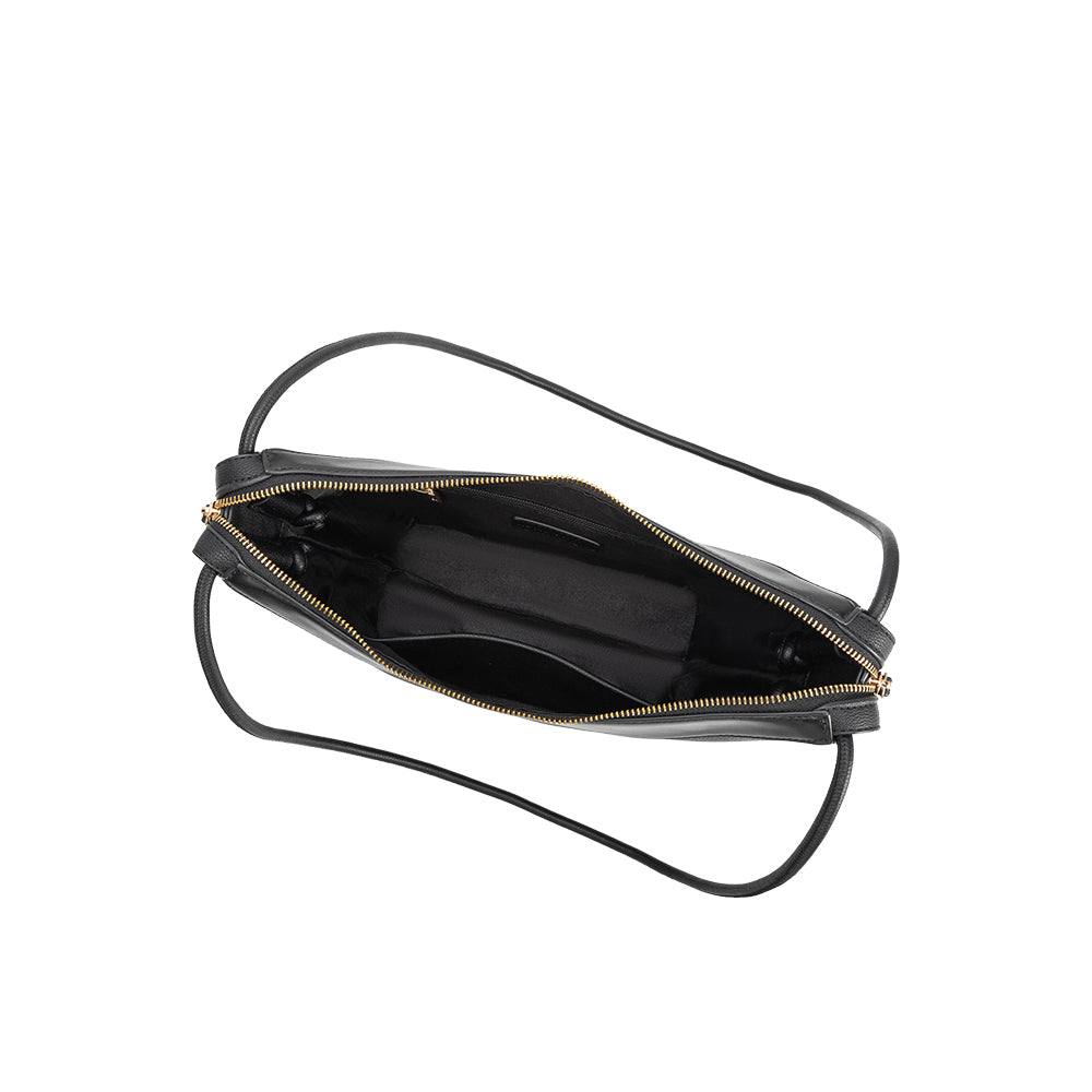 Black Wesley Recycled Vegan Leather Shoulder Bag - Melie Bianco