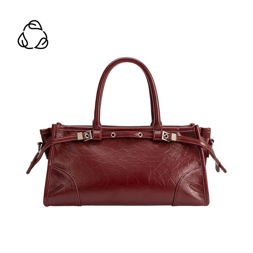 Burgundy Red Rhonda Recycled Vegan Leather Top Handle Bag - Melie Bianco