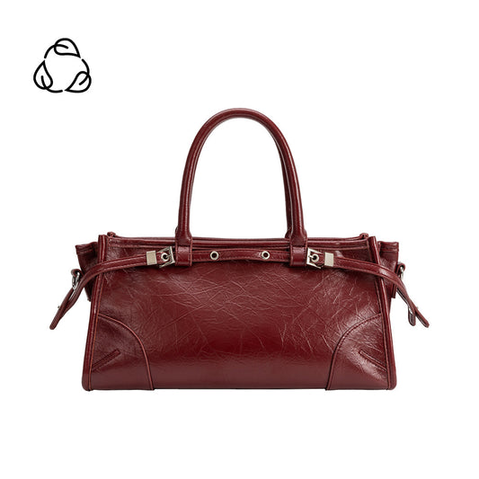 Burgundy Red Rhonda Recycled Vegan Leather Top Handle Bag - Melie Bianco