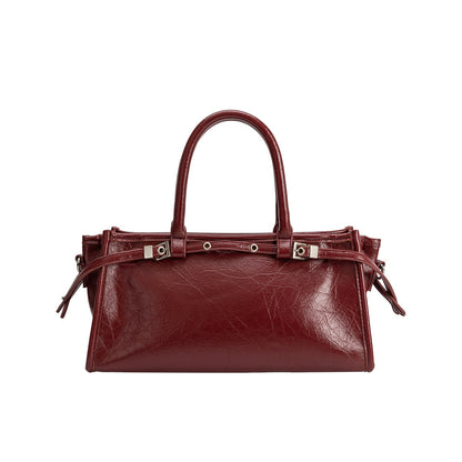 Burgundy Red Rhonda Recycled Vegan Leather Top Handle Bag - Melie Bianco