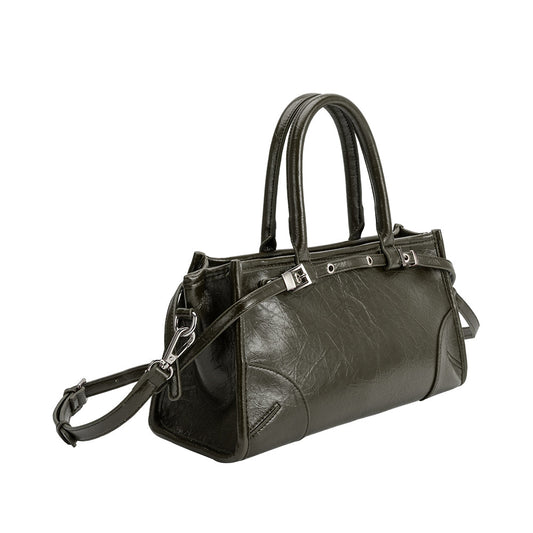 Olive Rhonda Recycled Vegan Leather Top Handle Bag - Melie Bianco