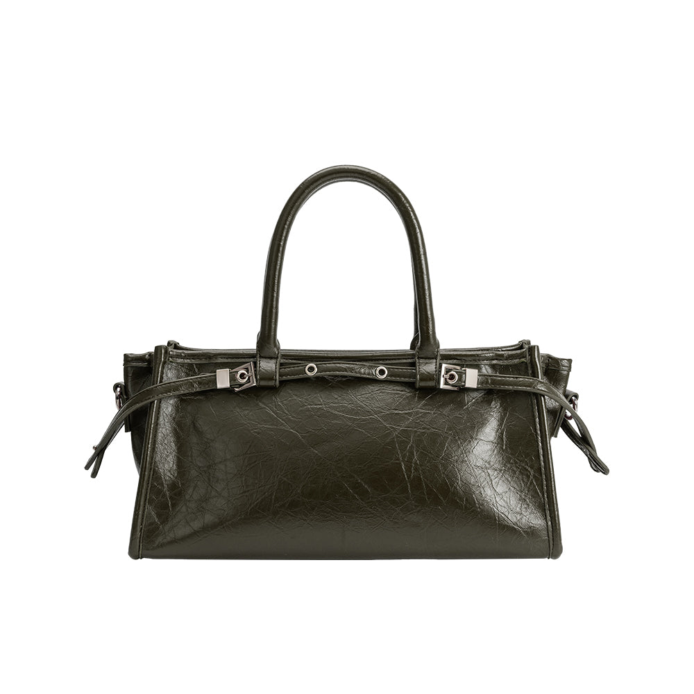 Olive Rhonda Recycled Vegan Leather Top Handle Bag - Melie Bianco
