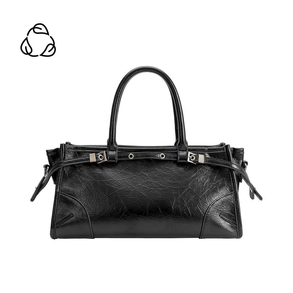Black Rhonda Recycled Vegan Leather Top Handle Bag - Melie Bianco