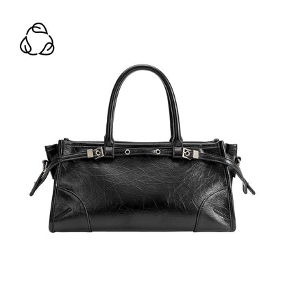 Black Rhonda Recycled Vegan Leather Top Handle Bag - Melie Bianco