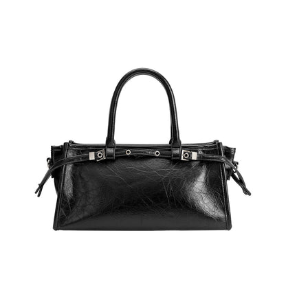 Black Rhonda Recycled Vegan Leather Top Handle Bag - Melie Bianco