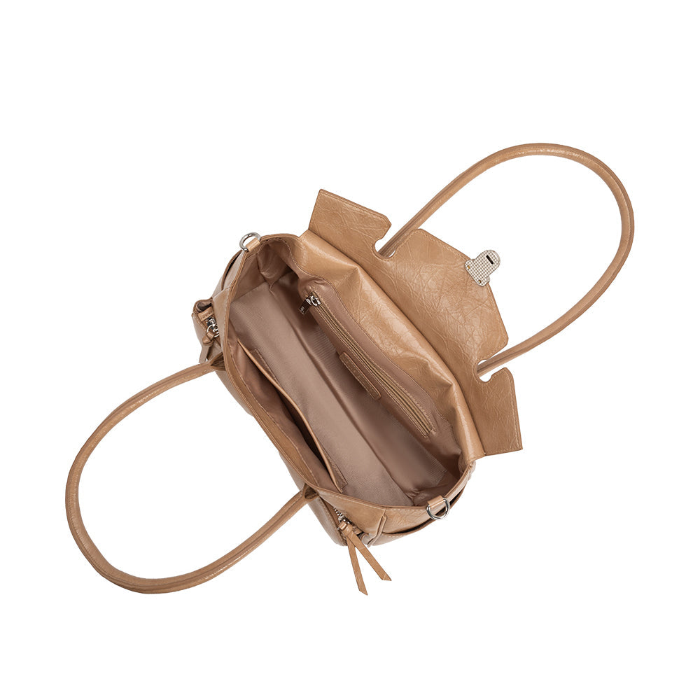 Tan Ruthie Recycled Vegan Leather Shoulder Bag - Melie Bianco