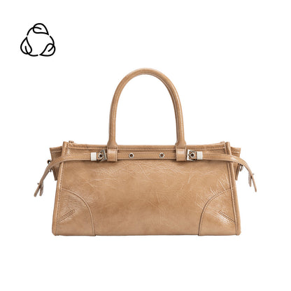 Tan Rhonda Recycled Vegan Leather Top Handle Bag - Melie Bianco