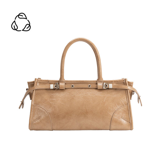 Tan Rhonda Recycled Vegan Leather Top Handle Bag - Melie Bianco