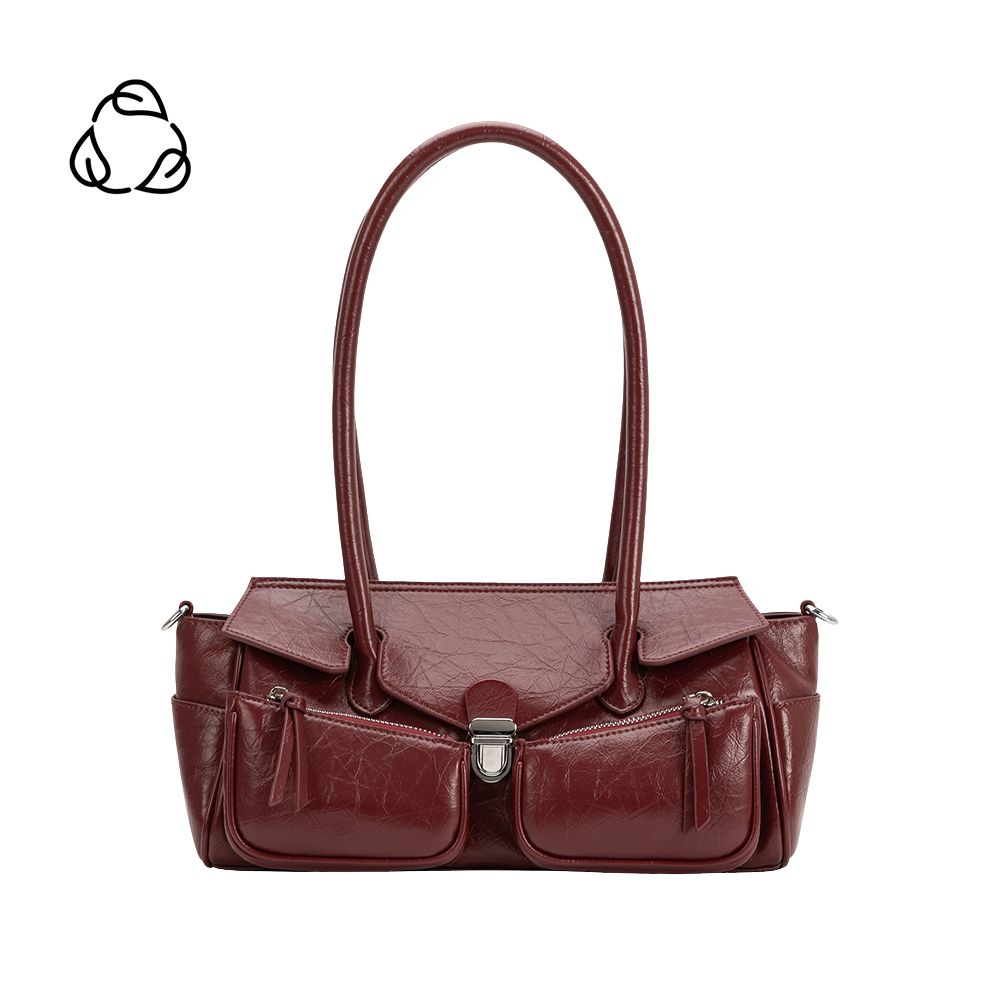 Burgundy Red Ruthie Recycled Vegan Leather Shoulder Bag - Melie Bianco