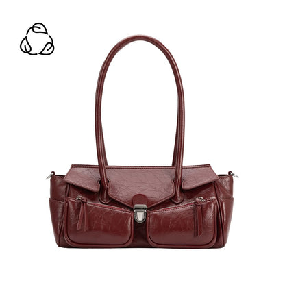 Burgundy Red Ruthie Recycled Vegan Leather Shoulder Bag - Melie Bianco